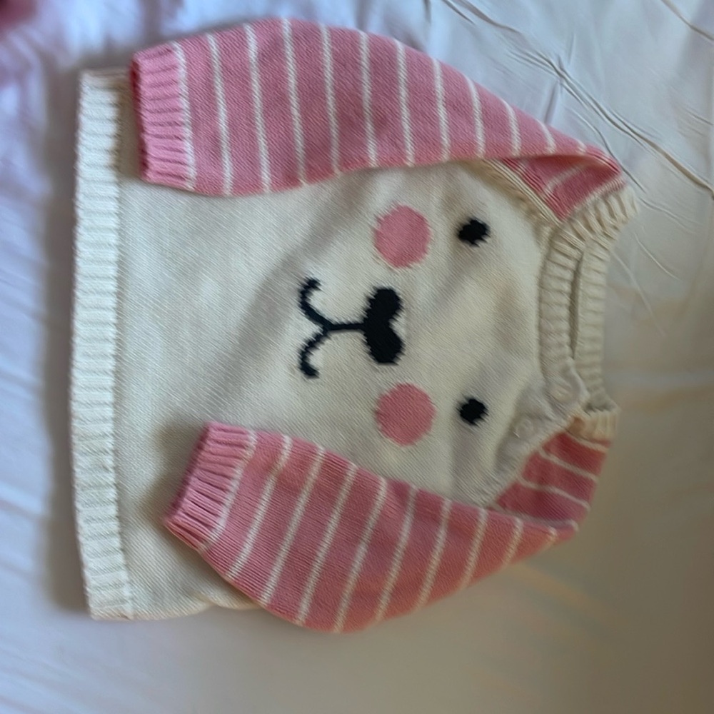3 piece Bear sweater set - pink pants, bear onesie, bear sweater